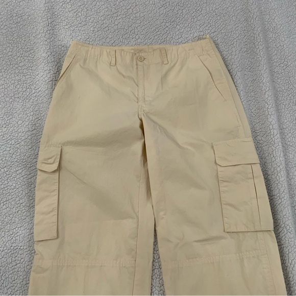 Lauren Ralph Lauren Women's 8 Cargo Pants Cream 100% Cotton Adjustable Wide Leg - Picture 2 of 14